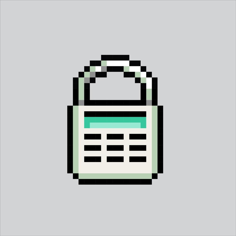 Pixel art illustration Pad Lock. Pixelated padlock. Pad lock key icon pixelated for the pixel art game and icon for website and video game. old school retro. vector
