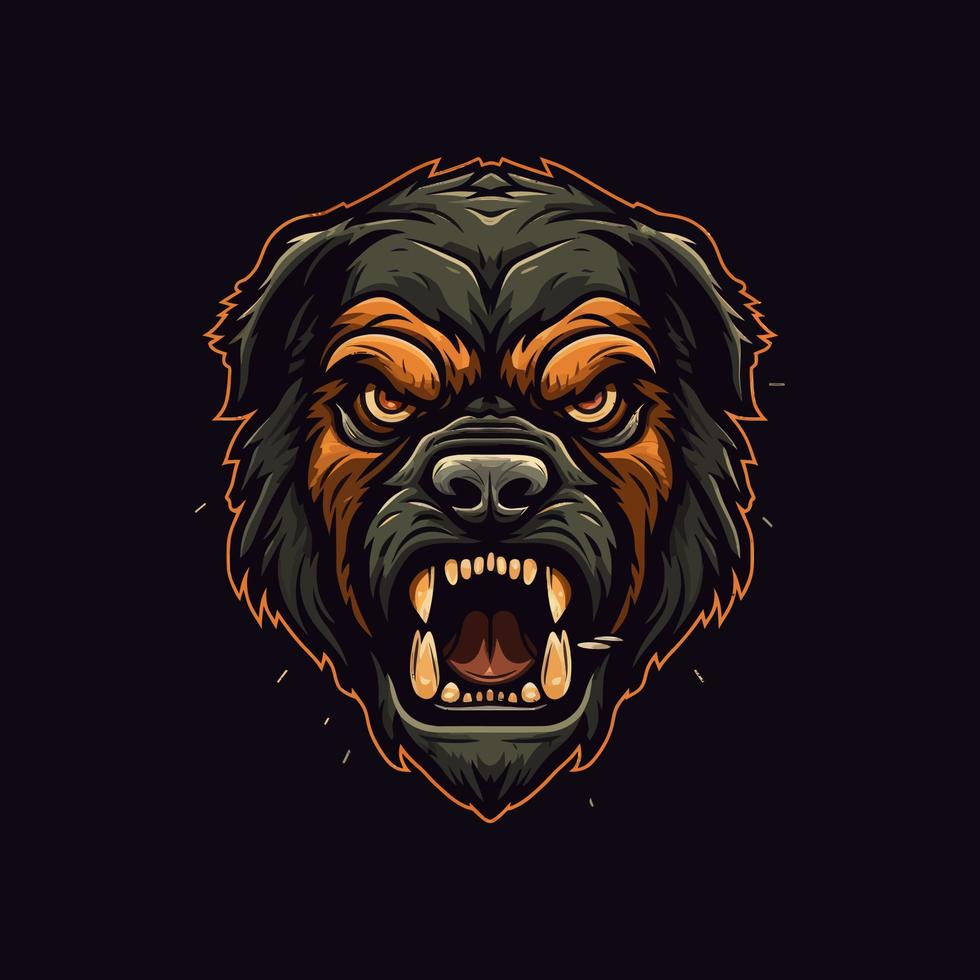 A logo of a zombie dog head, designed in esports illustration style vector