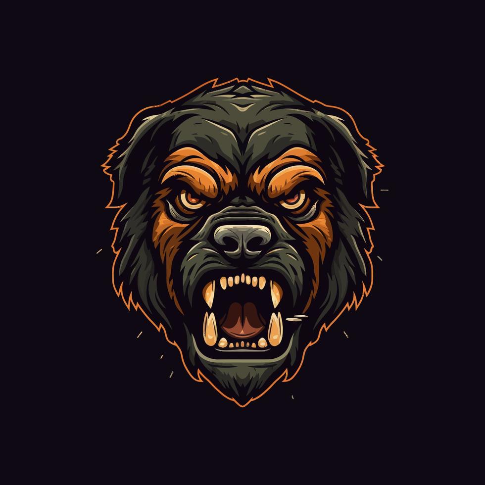 un logo de un zombi perro cabeza, diseñado en esports ilustración estilo vector