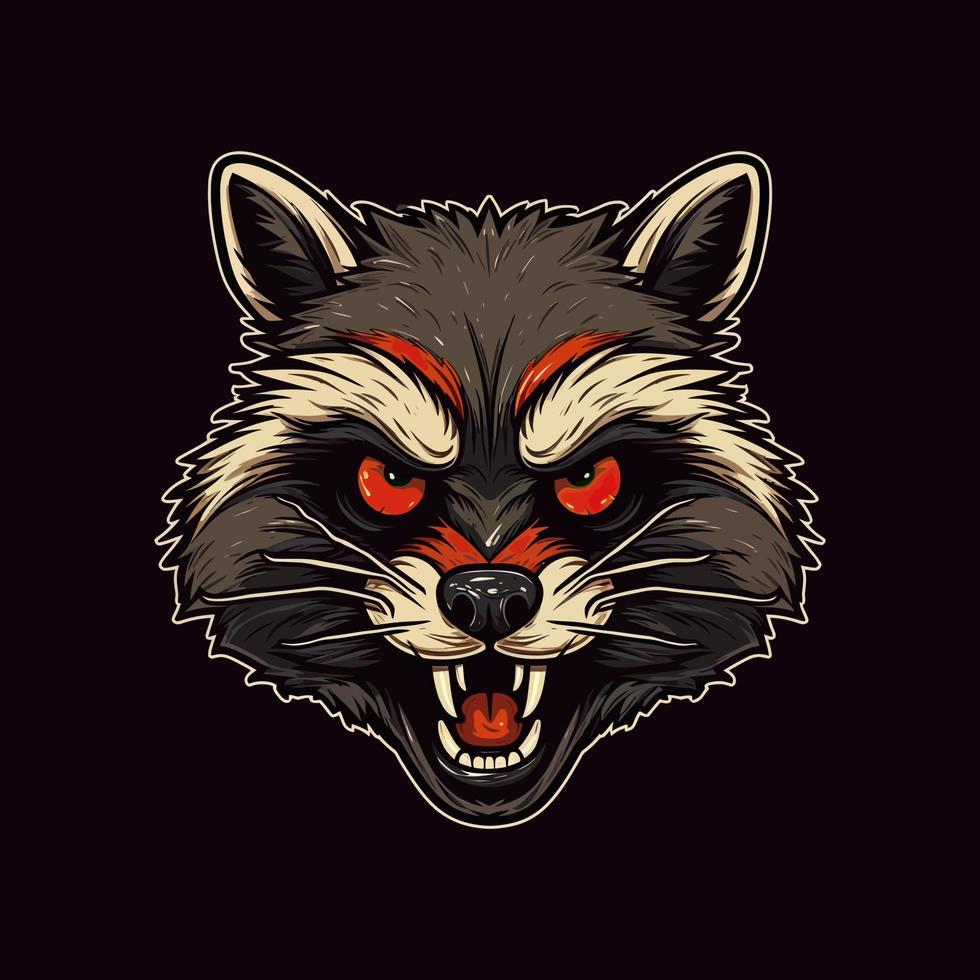 A logo of a angry racoon head, designed in esports illustration style vector