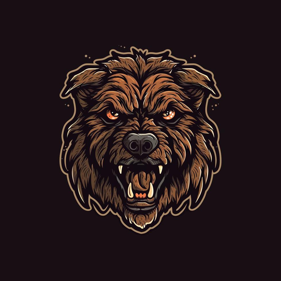 A logo of a zombie dog head, designed in esports illustration style vector