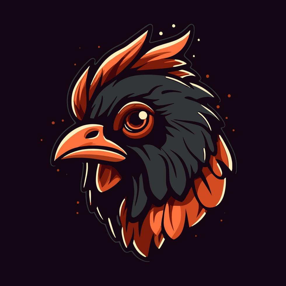 A logo of a cockerel head, designed in esports illustration style mascot design vector