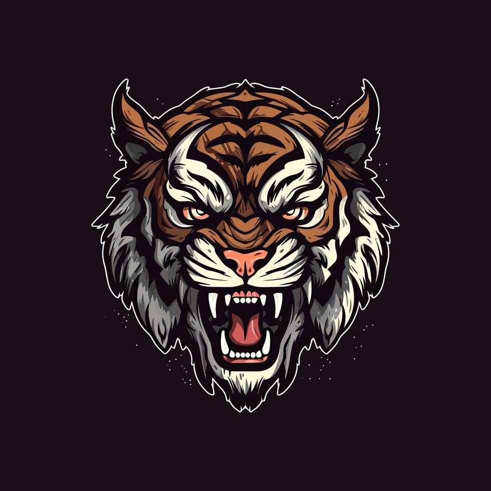 un logo de un enojado Tigre cabeza, diseñado en esports ilustración estilo vector