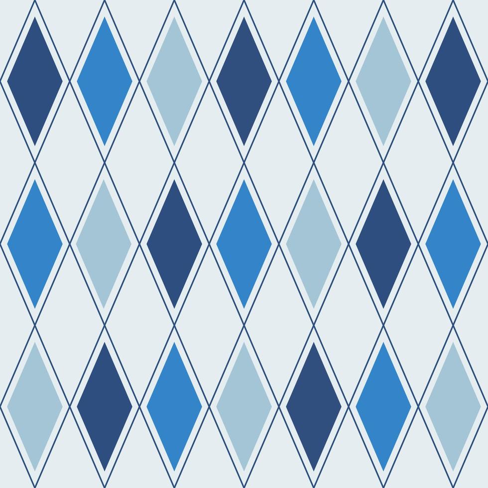 Rhombus geometric seamless pattern, Diamond check print in blue. vector