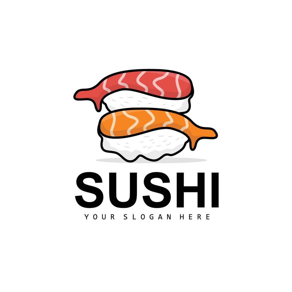 Sushi Logo, Japanese Food Sushi Seafood Vector, Japanese Cuisine Product Brand Design, Template Icon vector