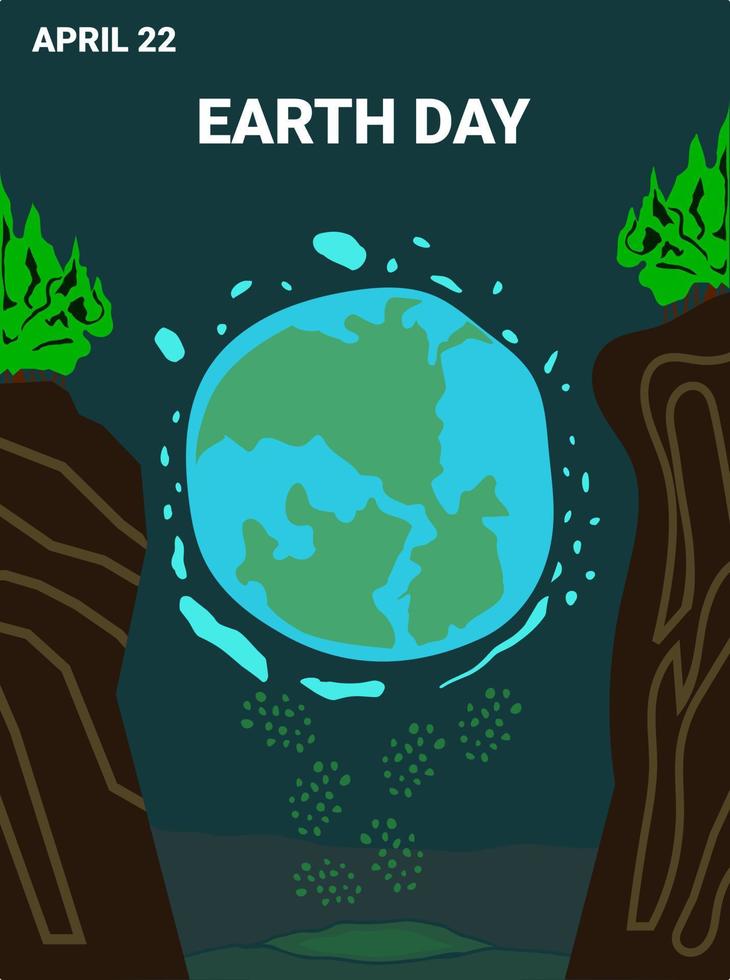 Earthday illustration 22 april save the earth. Earth environmental. vector