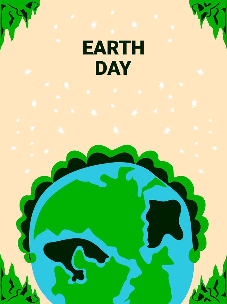 Green tree with earth illustration 22 april love the earth. Earth day 22 april 2023. vector