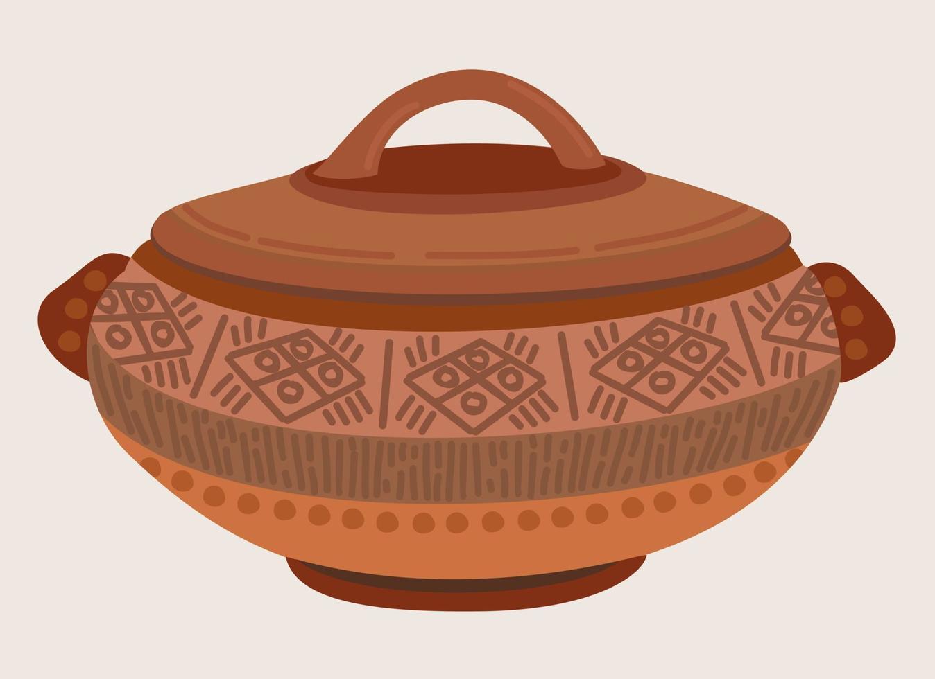 Vector isolated illustration of clay soup tureen.