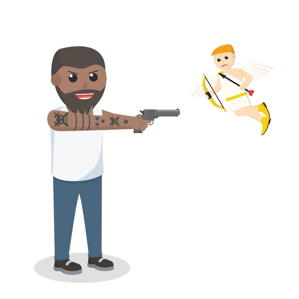 angry african man hate a cupid design character on white background vector