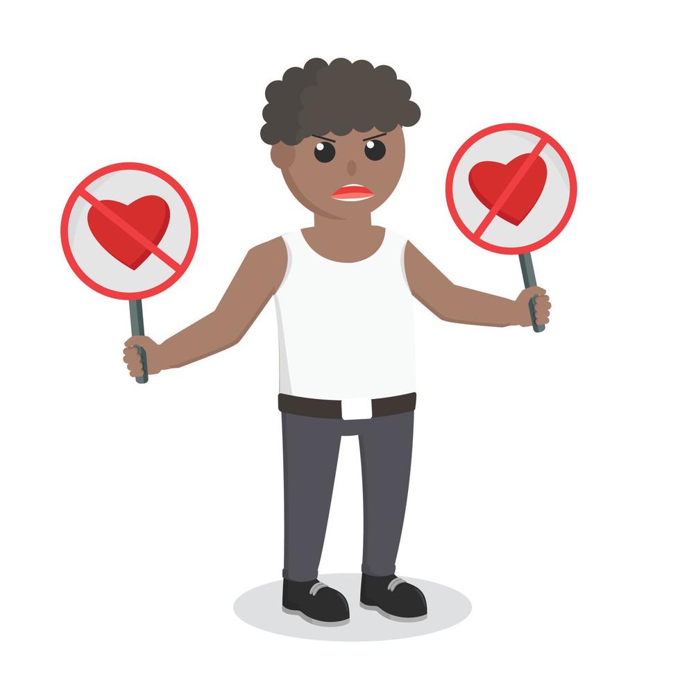 angry african man hate valentine design character on white background vector