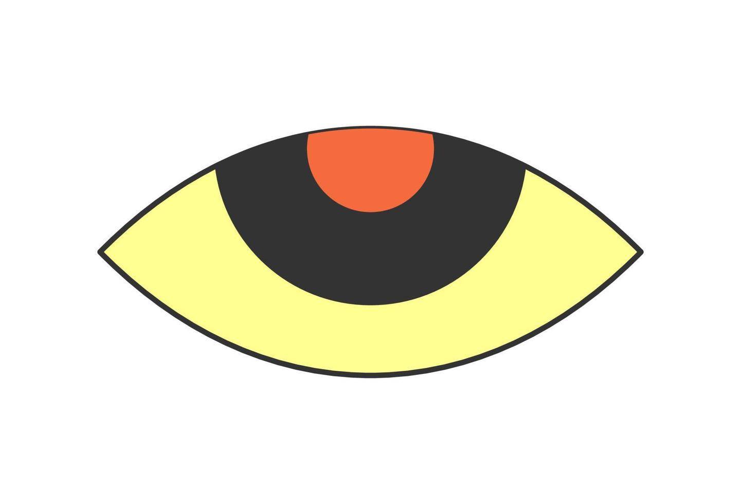 Retro boho open eye. Psychedelic groovy hippie style minimal bohemian design. Vintage hippy crazy esoteric pupil sticker. Abstract 60s, 70s, 80s trendy y2k vector eps illustration