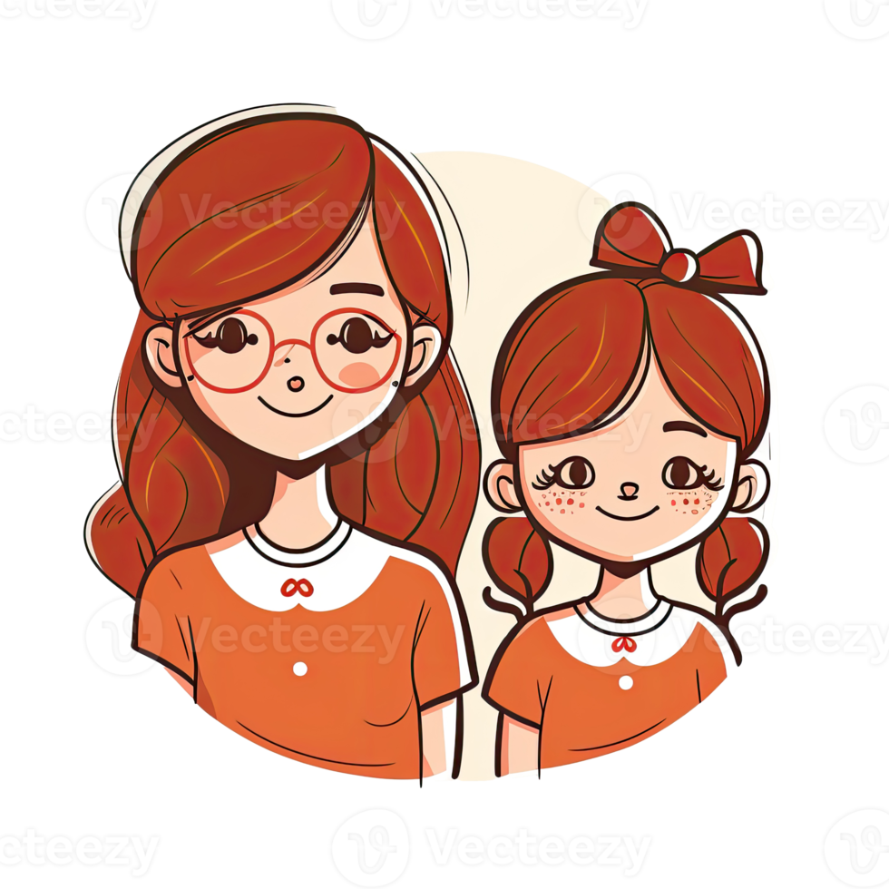 Mother and Daughter Cartoon png
