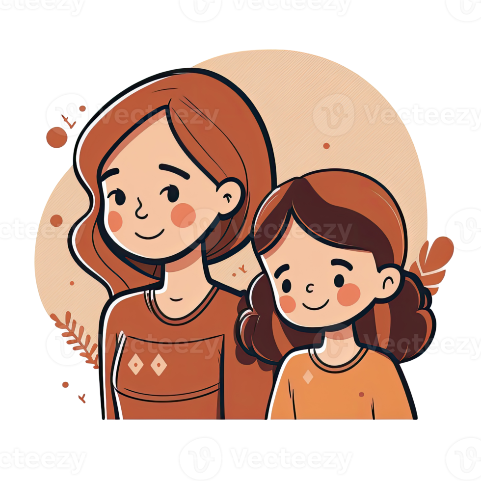 Mother and Daughter Cartoon png