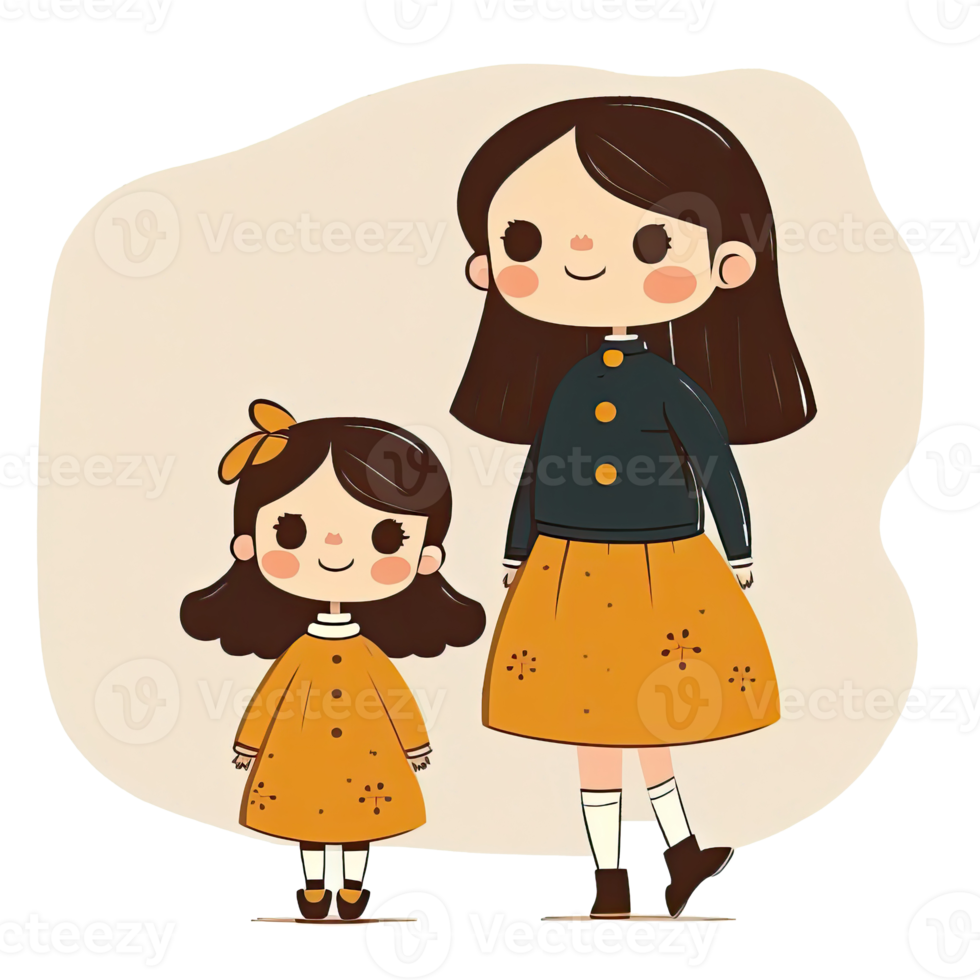 Mother and Daughter Cartoon png