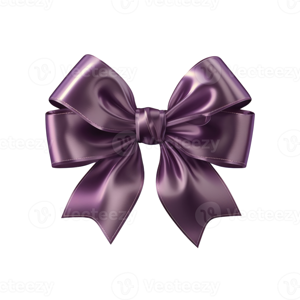 Violet Silk Bow on White Background. png