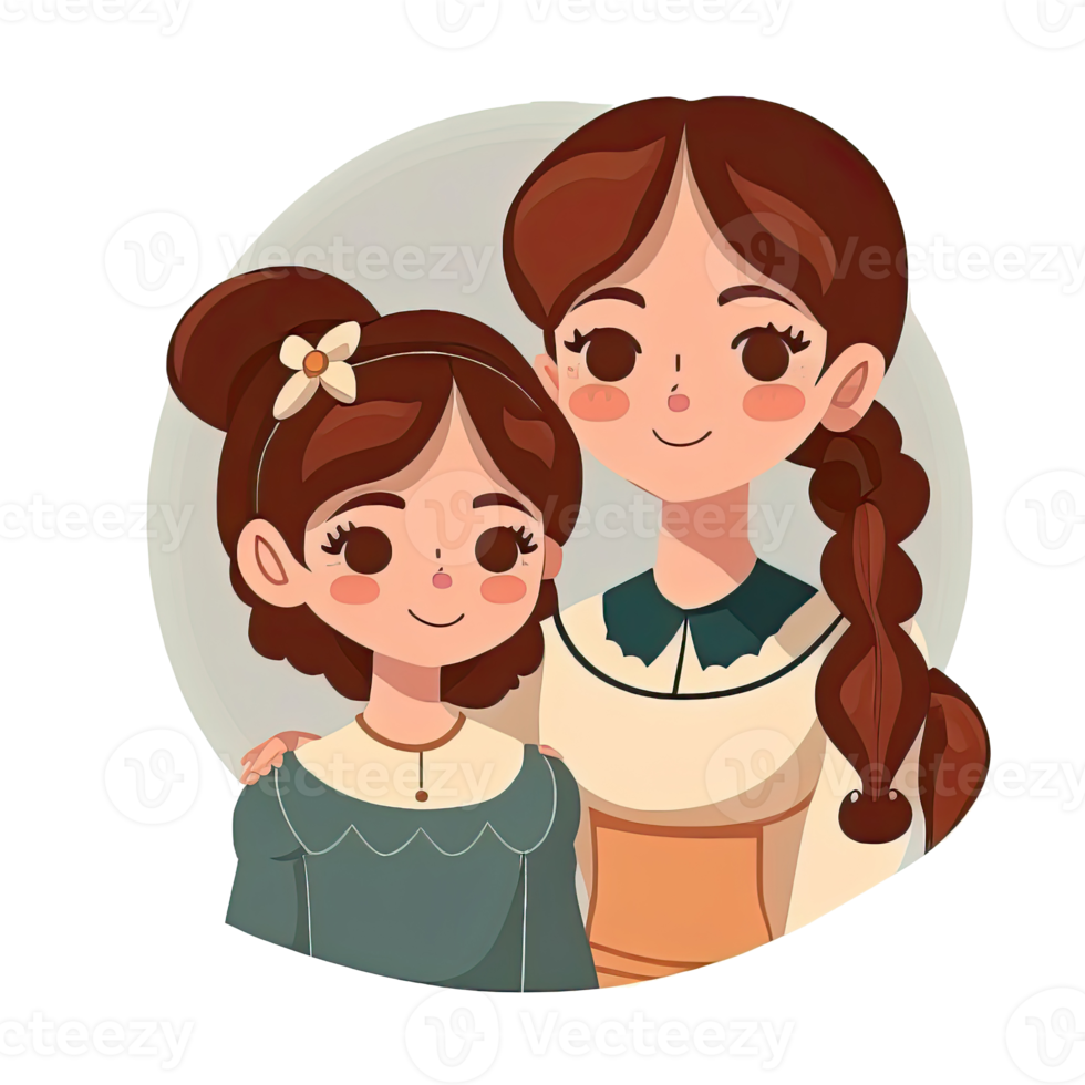 Mother and Daughter Cartoon png