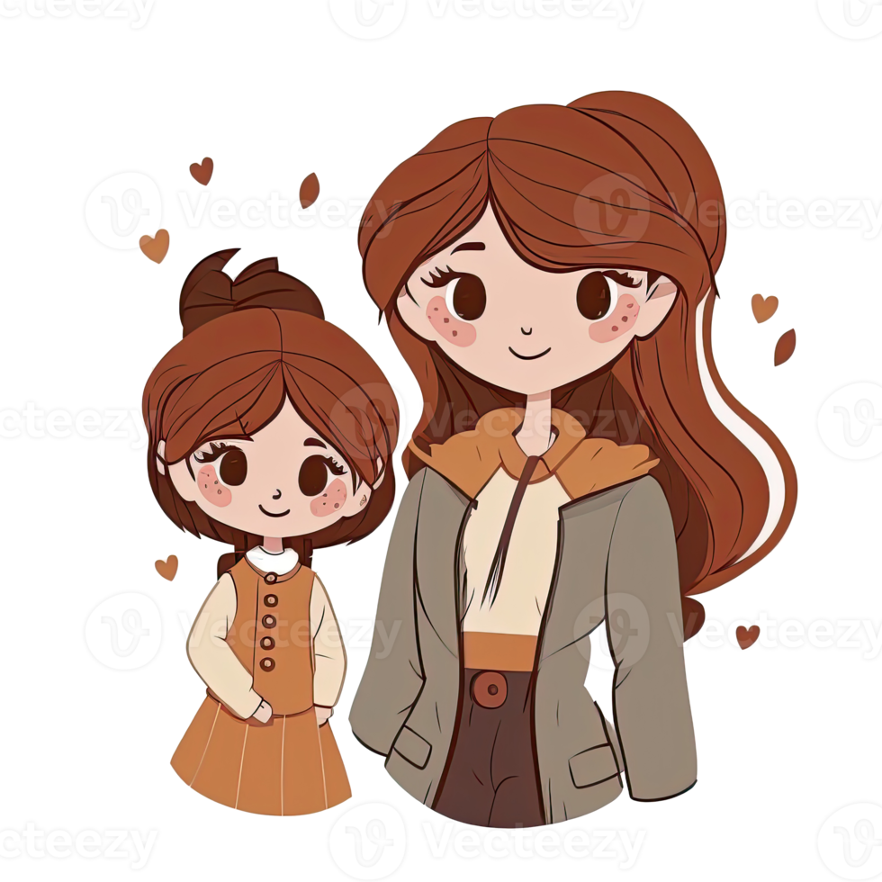 Mother and Daughter Cartoon png