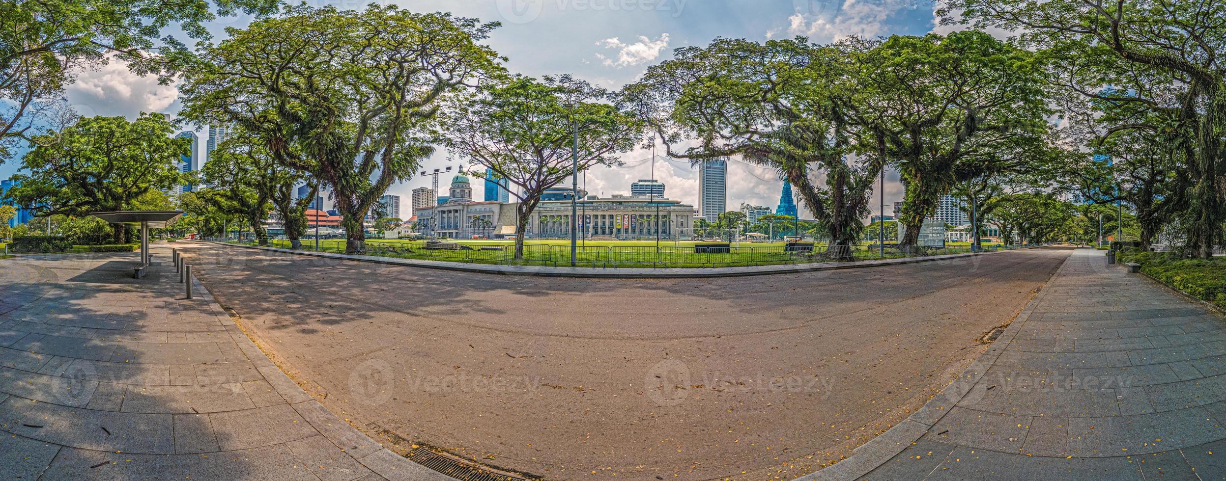 Panoramic image along deserted avenue in Singapore photo