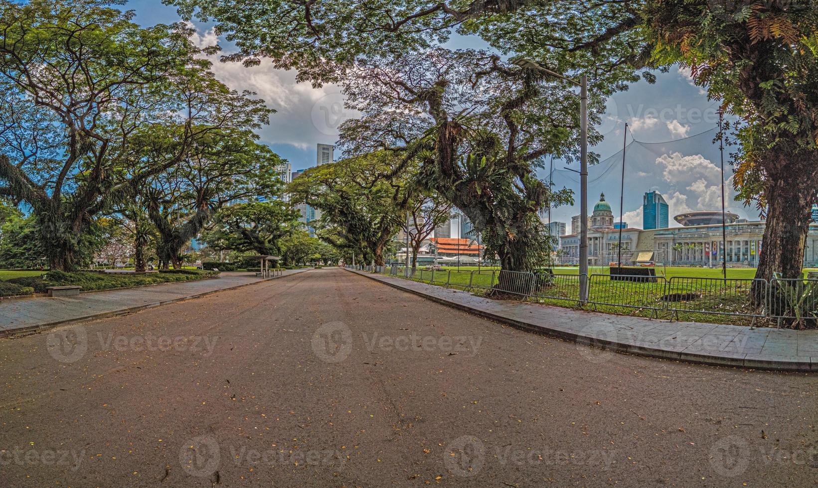 Panoramic image along deserted avenue in Singapore photo