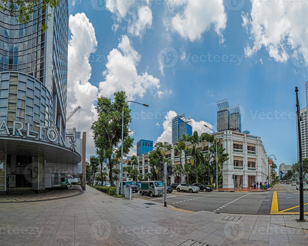 Panoramic view over the skyline of OUE Bayfront in Singapore photo