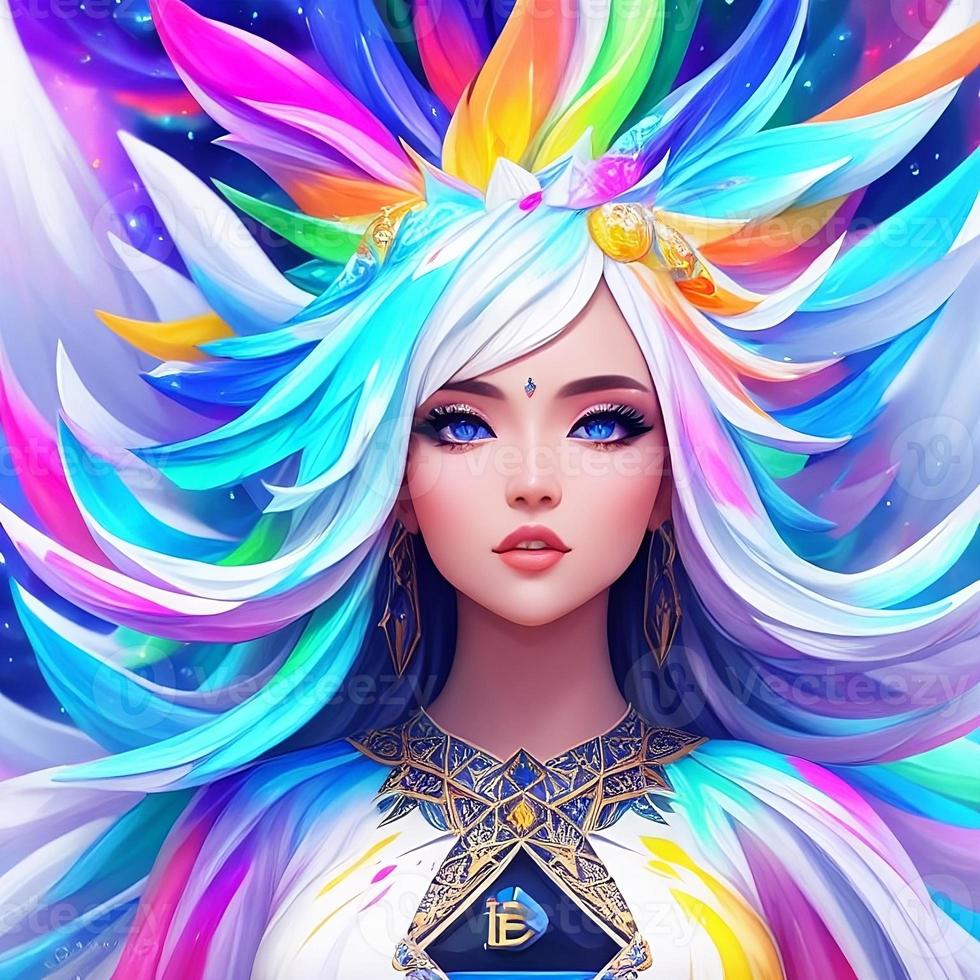 Beautiful woman changing skin, beauty concept ai arts. photo