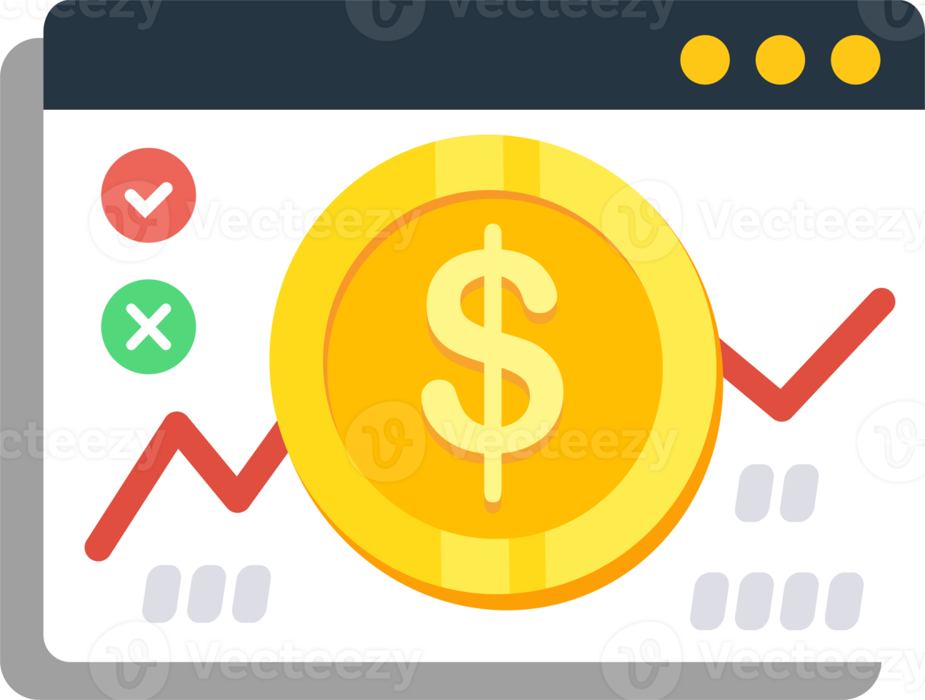 Design software windows with money. Web window screen mockup. png