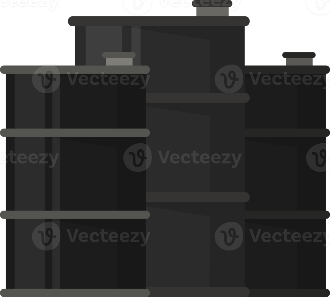 Black oil industry. black barrels with oil drop label png