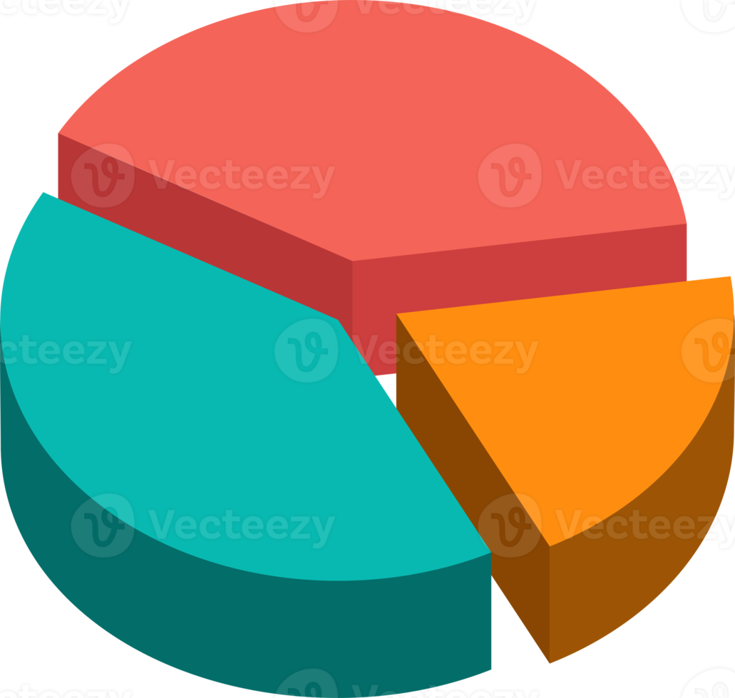 3d torta gráfico três peças.infográfico isométrico enigma circular modelo.relatório, o negócio análise, dados png