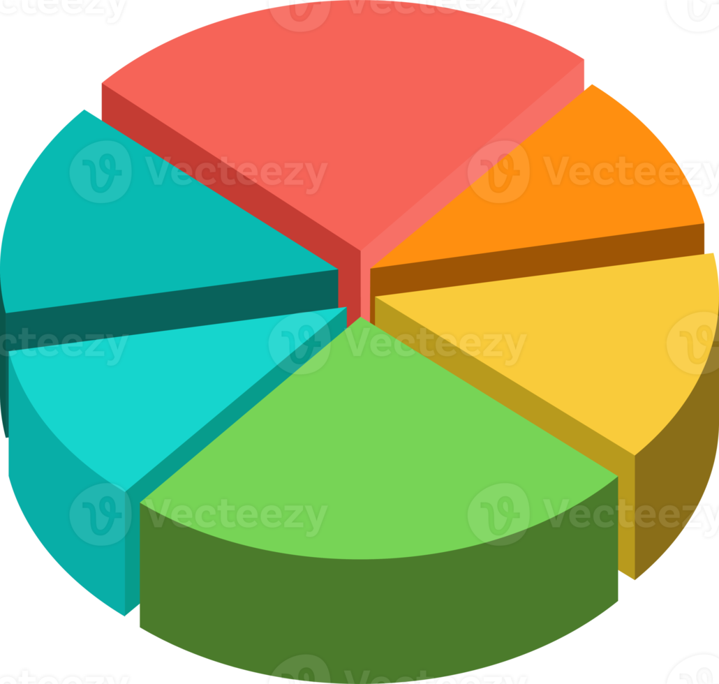 3d pie chart six pieces.Infographic isometric puzzle circular template.report, business analytics, data png