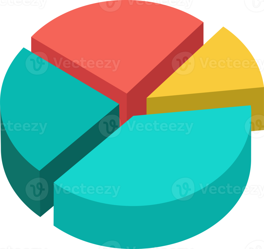 3d Kuchen Diagramm vier pieces.infographic isometrisch Puzzle kreisförmig Vorlage.Bericht, Geschäft Analytik, Daten png