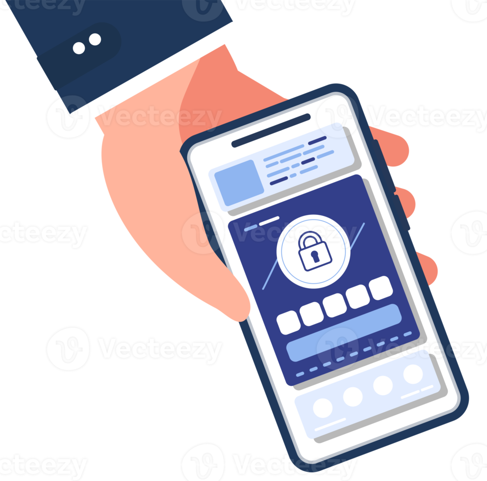 Businessman hand touching mobile phone and using app illustrious png