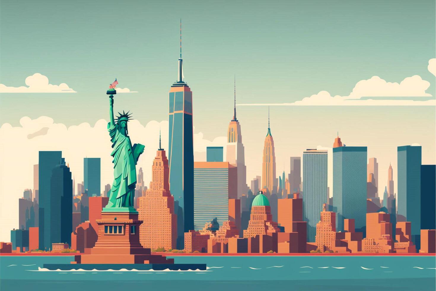 CleanCityMap Home - The Statue Of Liberty Stands In Front Of A City Skyline Generative Ai Free Photo