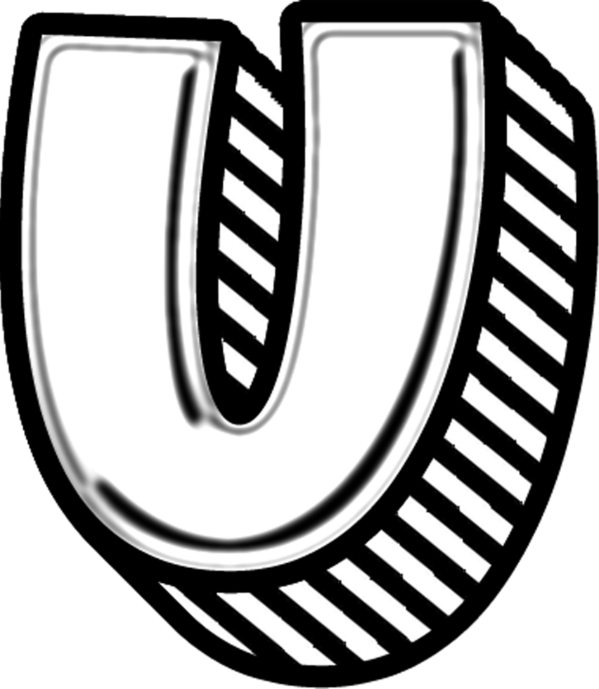 3D Doodle Font Letter U png