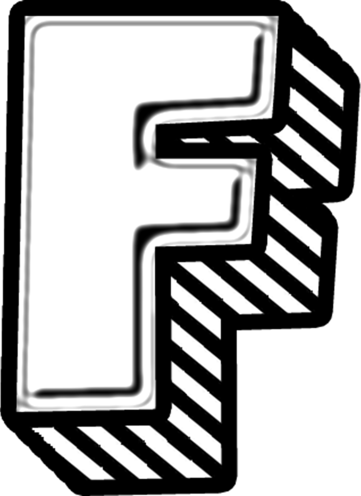 3D Doodle Font Letter F png