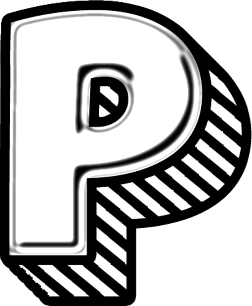 3D Doodle Font Letter P png