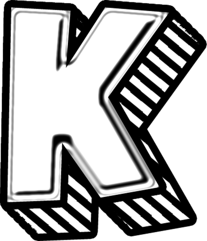 3D Doodle Font Letter K png