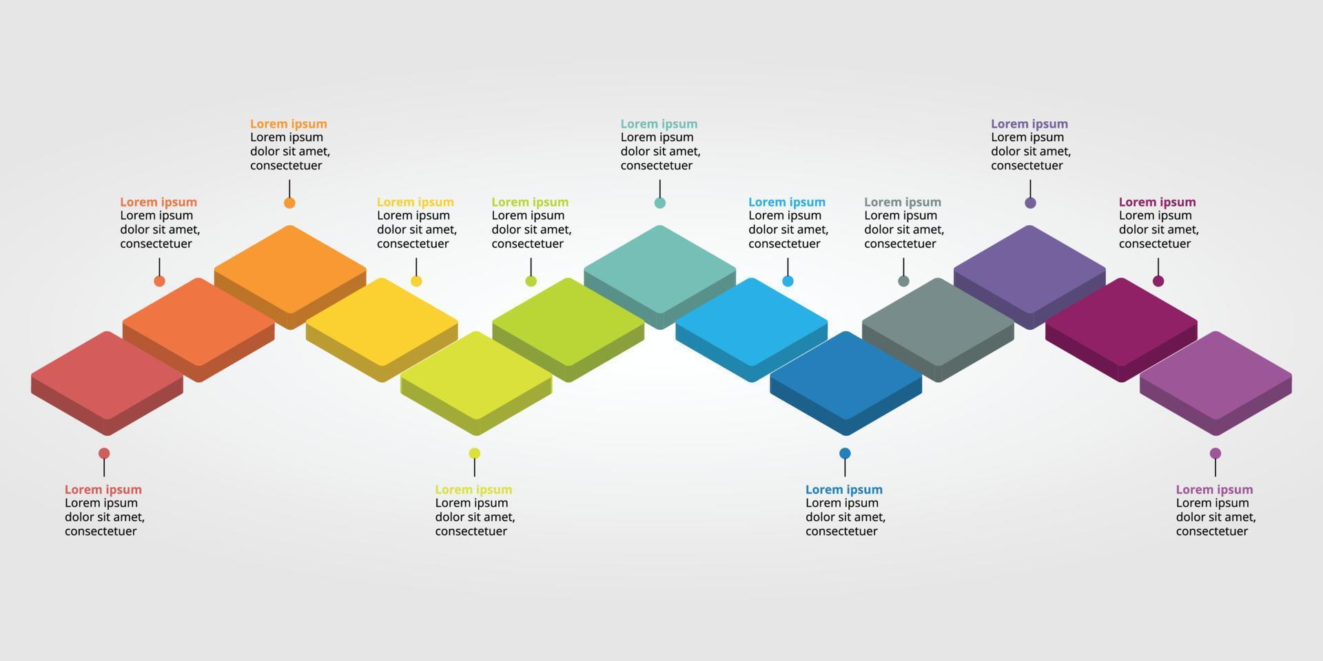 square chart template for infographic for presentation for 13 element vector