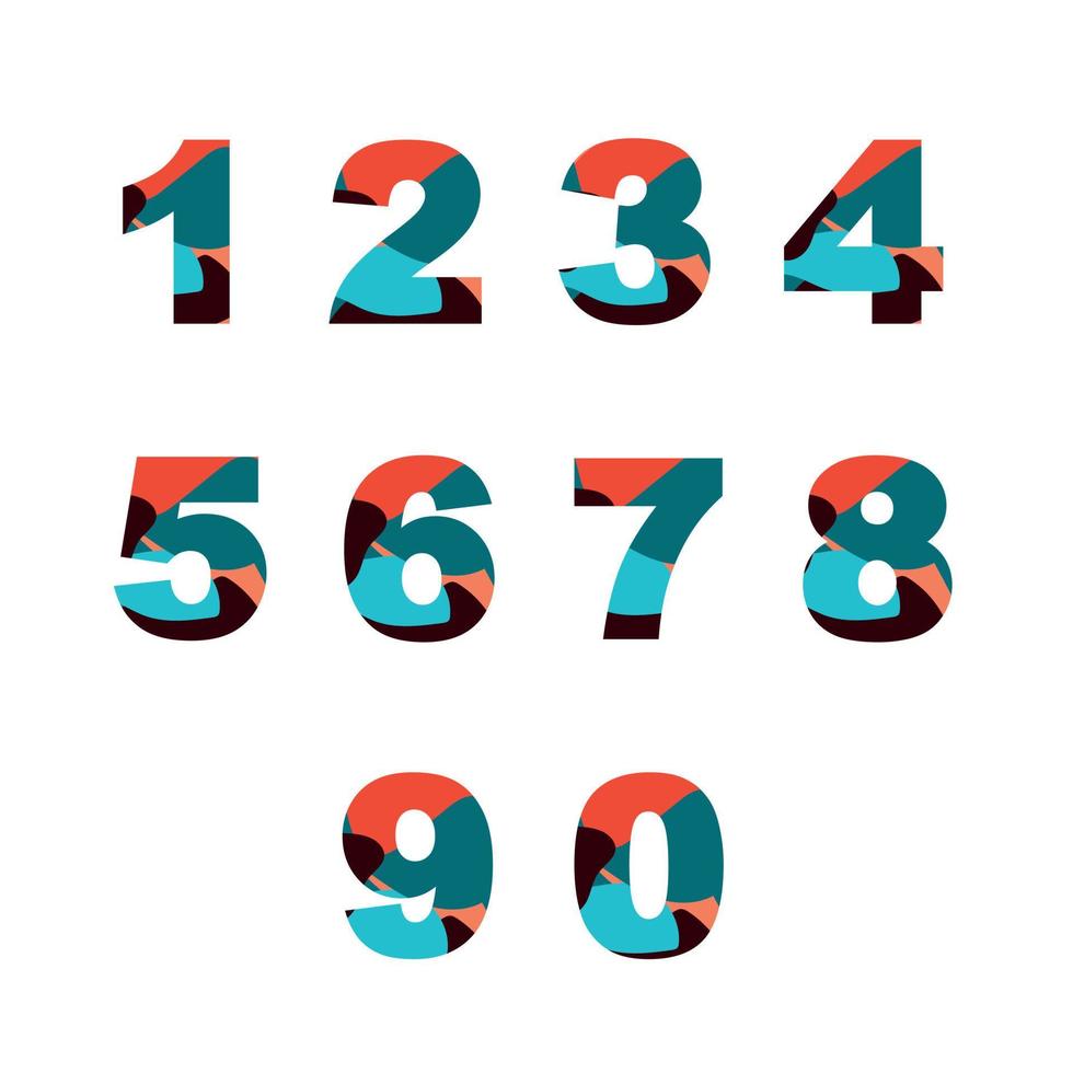 Numbers from 1 to 0. Abstract design of numbers for the design of calendars, postcards, flyers, posters. vector