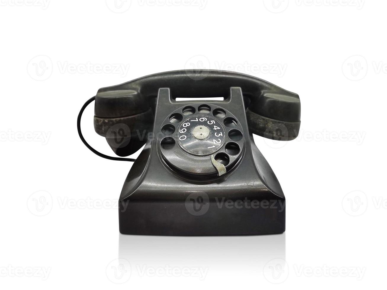 old desk phone front view isolated on a white background photo