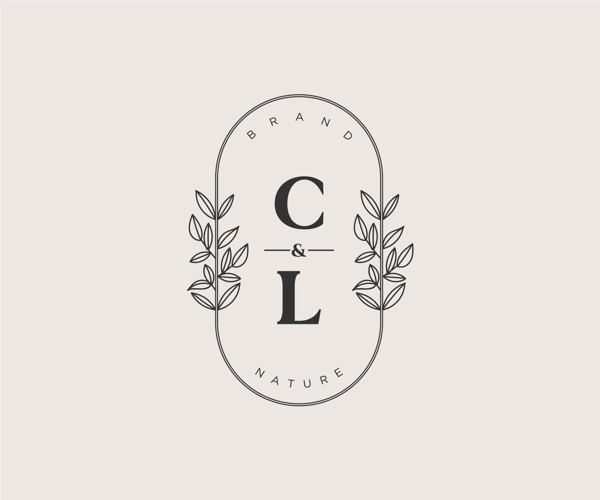 initial CL letters Beautiful floral feminine editable premade monoline logo suitable for spa salon skin hair beauty boutique and cosmetic company. vector