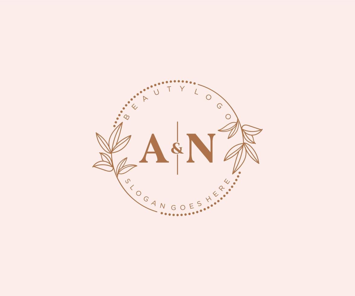 inicial un letras hermosa floral femenino editable prefabricado monoline logo adecuado para spa salón piel pelo belleza boutique y cosmético compañía. vector