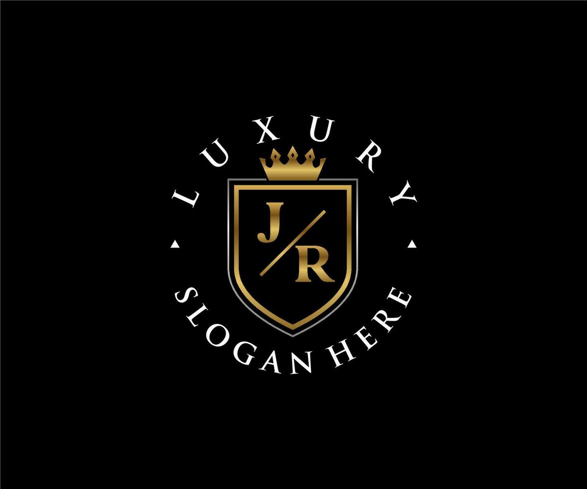 Initial JR Letter Royal Luxury Logo template in vector art for Restaurant, Royalty, Boutique, Cafe, Hotel, Heraldic, Jewelry, Fashion and other vector illustration.