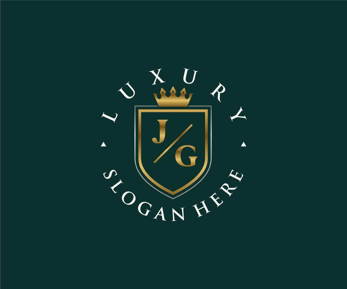 Initial JG Letter Royal Luxury Logo template in vector art for Restaurant, Royalty, Boutique, Cafe, Hotel, Heraldic, Jewelry, Fashion and other vector illustration.