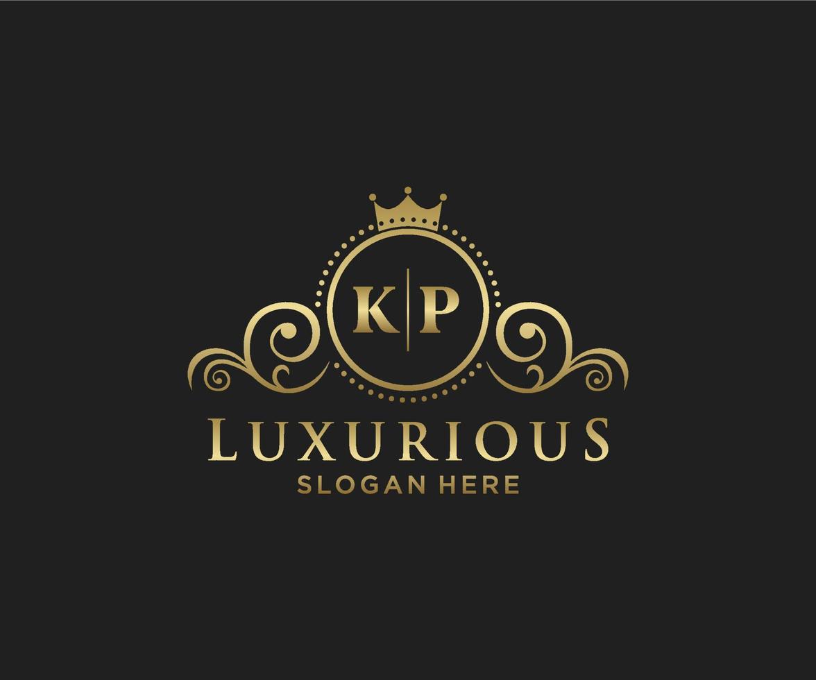 Initial KP Letter Royal Luxury Logo template in vector art for Restaurant, Royalty, Boutique, Cafe, Hotel, Heraldic, Jewelry, Fashion and other vector illustration.