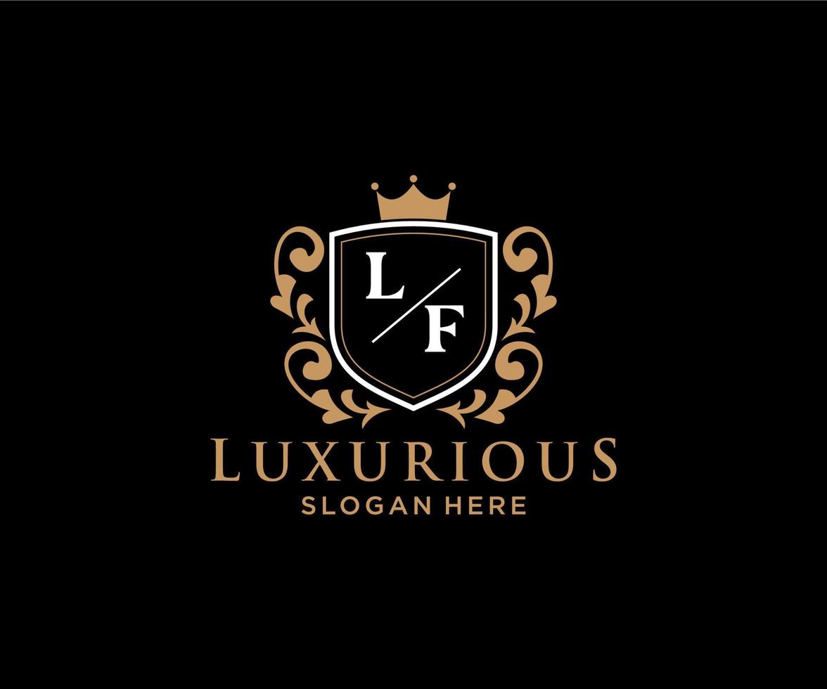 Initial LF Letter Royal Luxury Logo template in vector art for Restaurant, Royalty, Boutique, Cafe, Hotel, Heraldic, Jewelry, Fashion and other vector illustration.