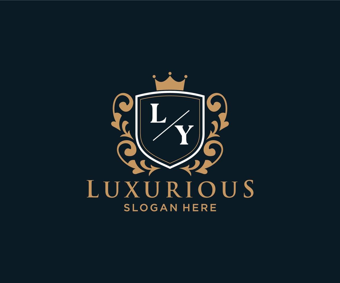 Initial LY Letter Royal Luxury Logo template in vector art for Restaurant, Royalty, Boutique, Cafe, Hotel, Heraldic, Jewelry, Fashion and other vector illustration.