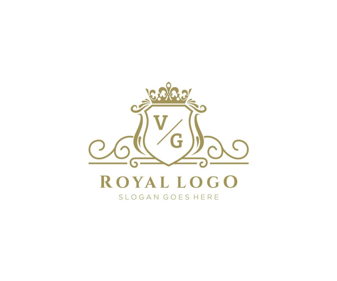 Initial VG Letter Luxurious Brand Logo Template, for Restaurant, Royalty, Boutique, Cafe, Hotel, Heraldic, Jewelry, Fashion and other vector illustration.