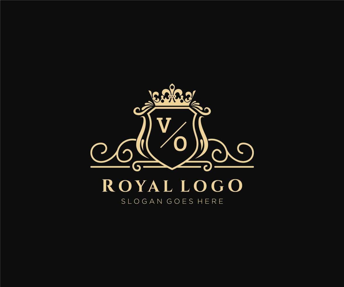 inicial vo letra lujoso marca logo plantilla, para restaurante, realeza, boutique, cafetería, hotel, heráldico, joyas, Moda y otro vector ilustración.