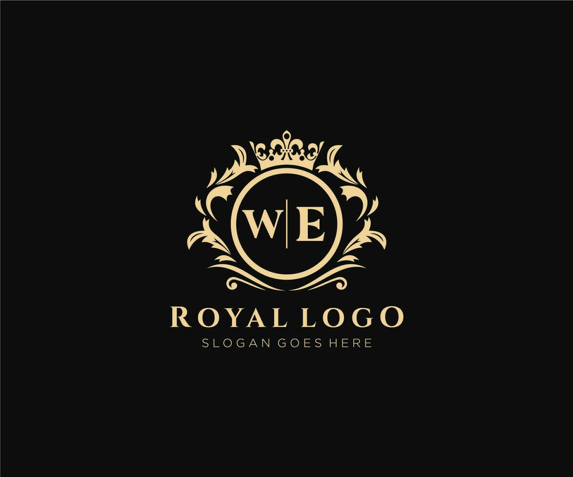 Initial WE Letter Luxurious Brand Logo Template, for Restaurant, Royalty, Boutique, Cafe, Hotel, Heraldic, Jewelry, Fashion and other vector illustration.