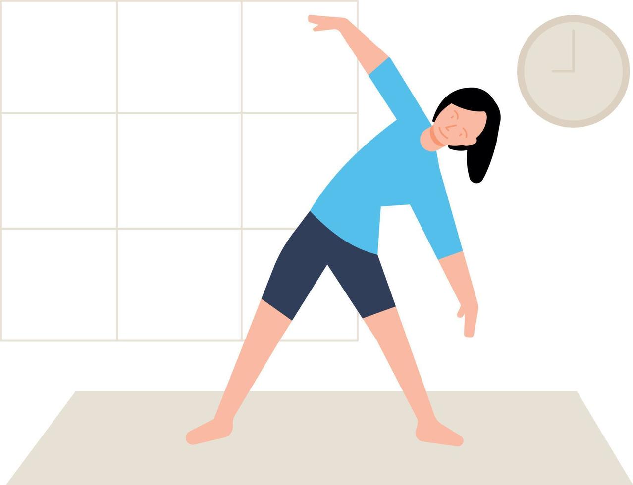 The girl is doing a stretching exercise. vector